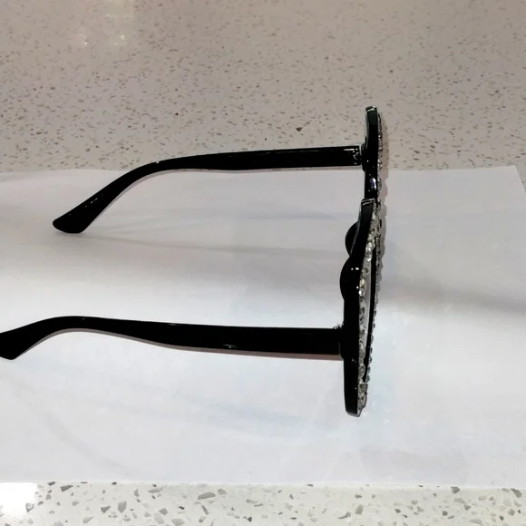 Oversized Square Black Bedazzled sunglasses - Black (NWOT) - Picture 5 of 5